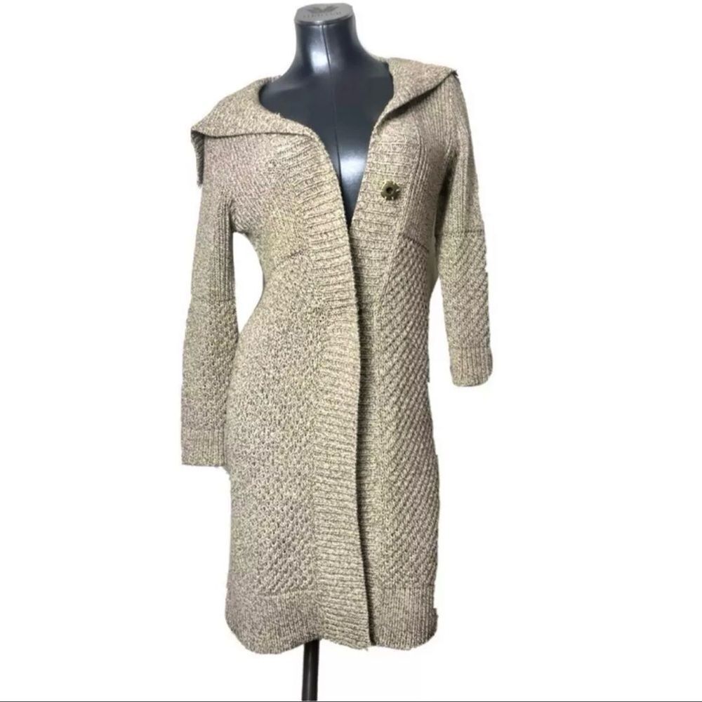 White + Warren Beige Knit Long Cardigan Coat